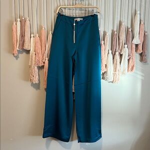 Trina Turk Teal Wide-Leg Pants size 2 NWT